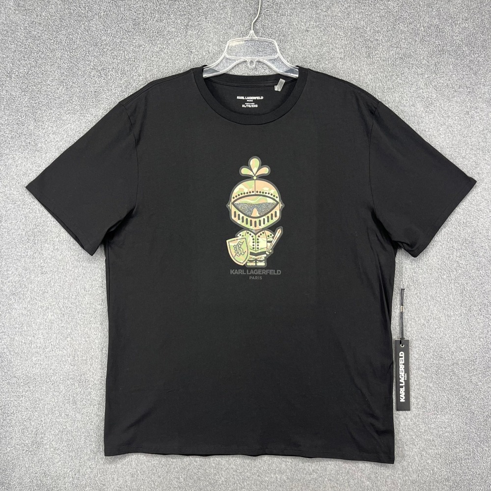 Karl Lagerfeld Paris T-Shirt Mens XL Black Camo Knight Graphic Designer Tee